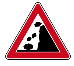 Verkehrszeichen 101-15 StVO, Gefahrstelle, Aufstellung rechts