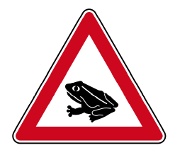 Verkehrszeichen 101-14 StVO, Amphibienwanderung, Aufstellung rechts