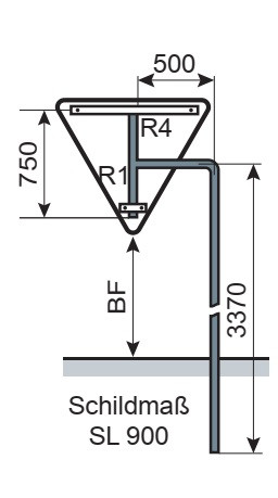 Ausleger-Rohrpfosten, für SL 900 mm, ohne Rohrschellen, Stahl