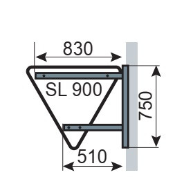 Wandhalterung 90°, für SL 900 mm, Stahl