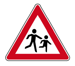 Verkehrszeichen 136-20, StVO, Kinder, Aufstellung links