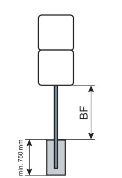 Rohrrahmen für 2x 600x600 mm, einbeinig, Stahl
