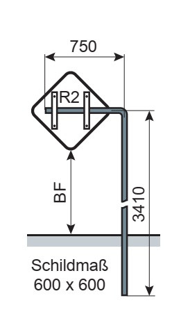 Ausleger-Rohrpfosten, für 600 x 600 mm, ohne Rohrschellen, Stahl