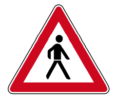 Verkehrszeichen 133-20, StVO, Fußgänger, Aufstellung links