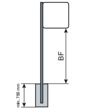 Rohrrahmen, seitliche Befestigung, für Quadrate, einbeinig, Stahl