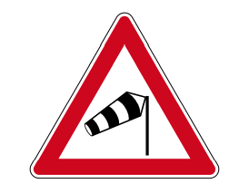 Verkehrszeichen 117-10 StVO, Seitenwind von rechts