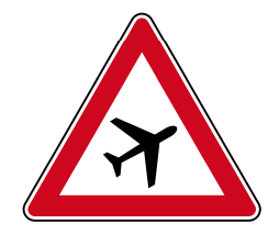 Verkehrsteichen 101-20 StVO, Flugbetrieb, Aufstellung links