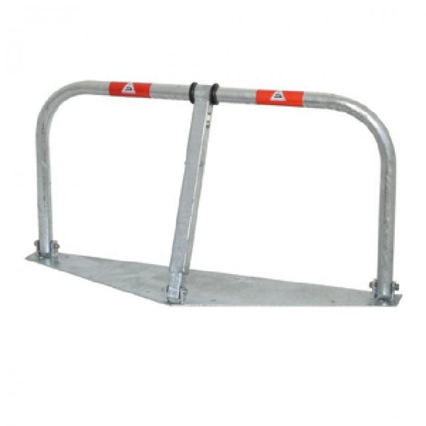 Parkplatzsperrbügel, umlegbar, mit Profilzylinderschloss, durchgehende Bodenplatte