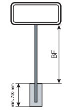 Rohrrahmen für Rechtecke, Ø 48 mm, Bodenfreiheit 950 mm, einbeinig, Stahl