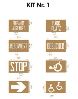 Schablonensatz 1 - für Parkplatzmarkierung