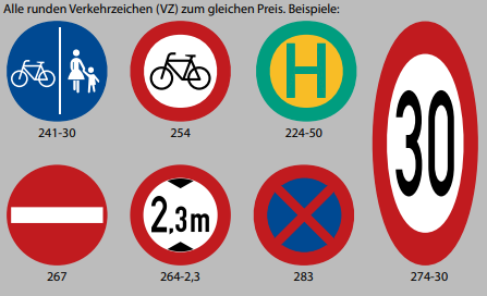 Fahrbahn-Dauermarkierung - runde Verkehrszeichen gemäß StVO