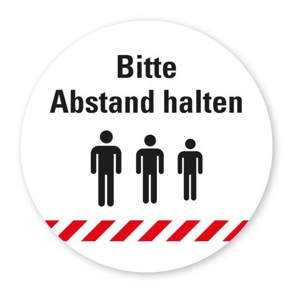 Schmutzabweisender Aufkleber „Bitte Abstand halten“ mit strukturierter Oberfläche