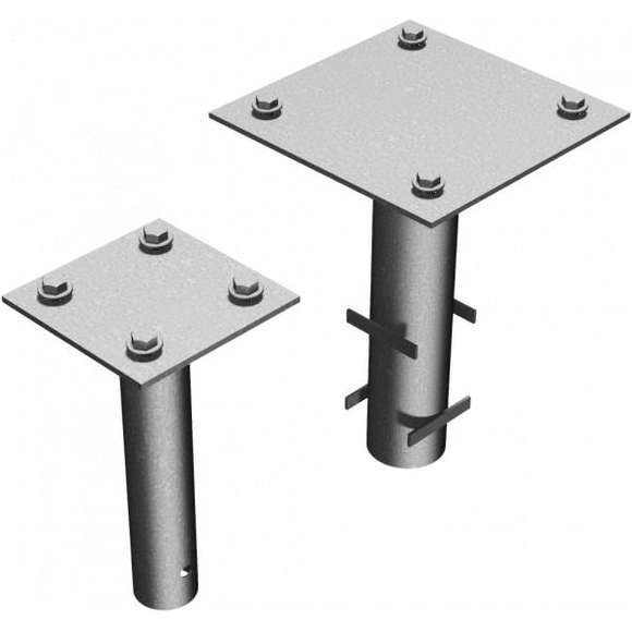 Bodenhülsen-SET, zum Einbetonieren für Haupt- und Auflagepfosten der Wegeschranke Typ 415