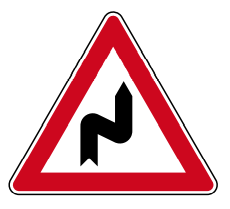 Verkehrszeichen 105-20 StVO, Doppelkurve, zunächst rechts