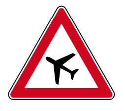 Verkehrsteichen 101-10 StVO, Flugbetrieb, Aufstellung rechts