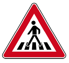 Verkehrszeichen 101-11 StVO, Fußgängerüberweg, Aufstellung rechts