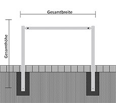 Wegesperre 70 x 70 mm, ortsfest, zusammenschraubbar, ohne Querholm
