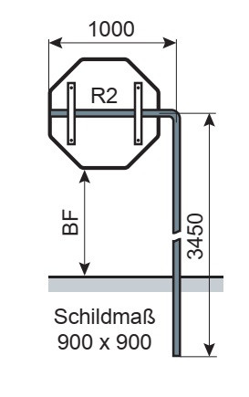 Ausleger-Rohrpfosten, für 900 x 900 mm, ohne Rohrschellen, Stahl