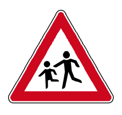 Verkehrszeichen 136-10, StVO, Kinder, Aufstellung rechts