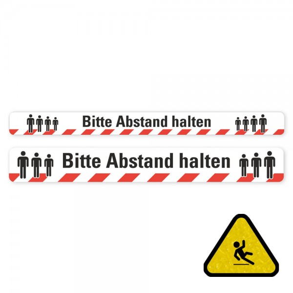 Rutschfestes (Rutschklasse R11) Bodenmarkierband „Bitte Abstand halten“