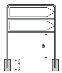 Rohrrahmen für 2x Pfeilwegweiser, zweibeinig, Stahl
