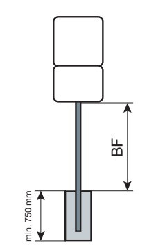 Rohrrahmen für 600x600 mm & 330x600 mm, einbeinig, Stahl